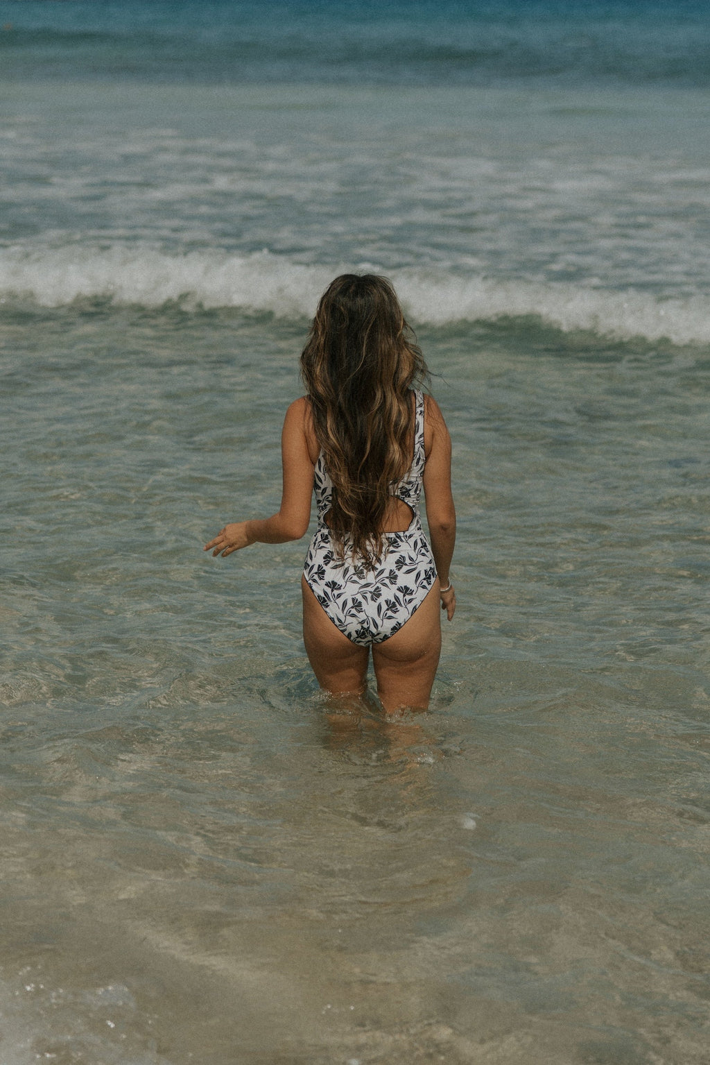 Aruba One Piece Swimsuit | Neutral Botanical Scoop Neck One Piece