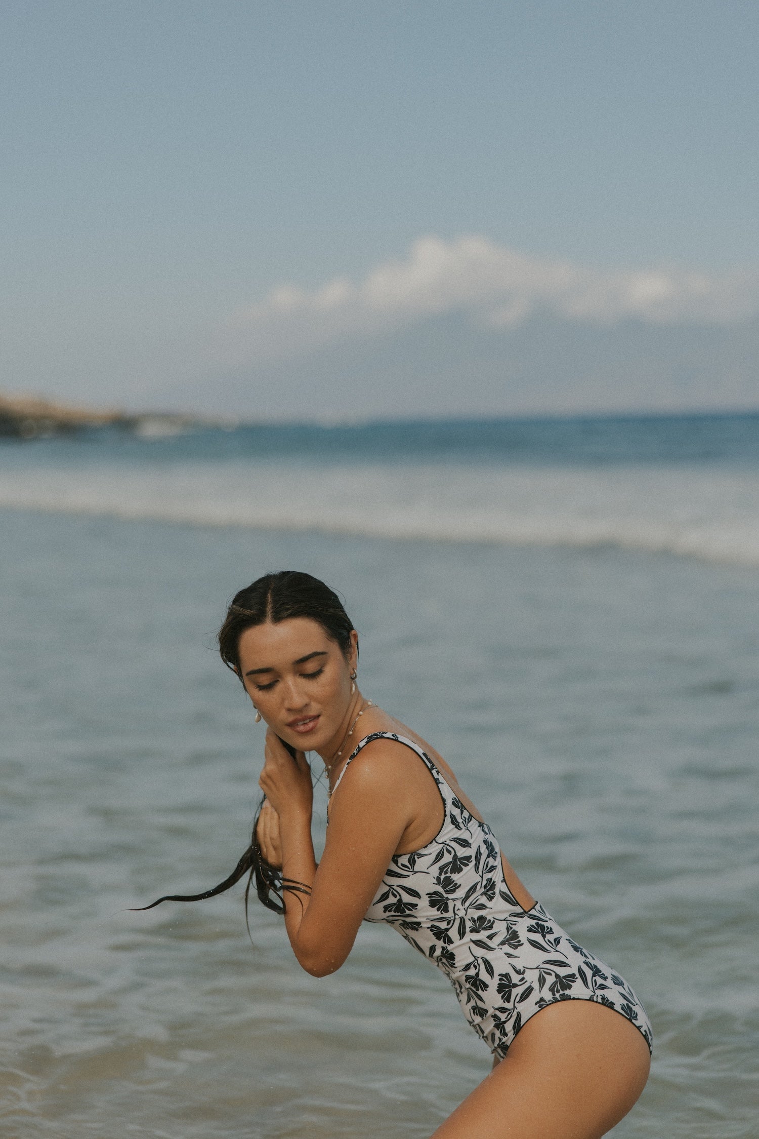 Aruba One Piece Swimsuit | Neutral Botanical Scoop Neck One Piece