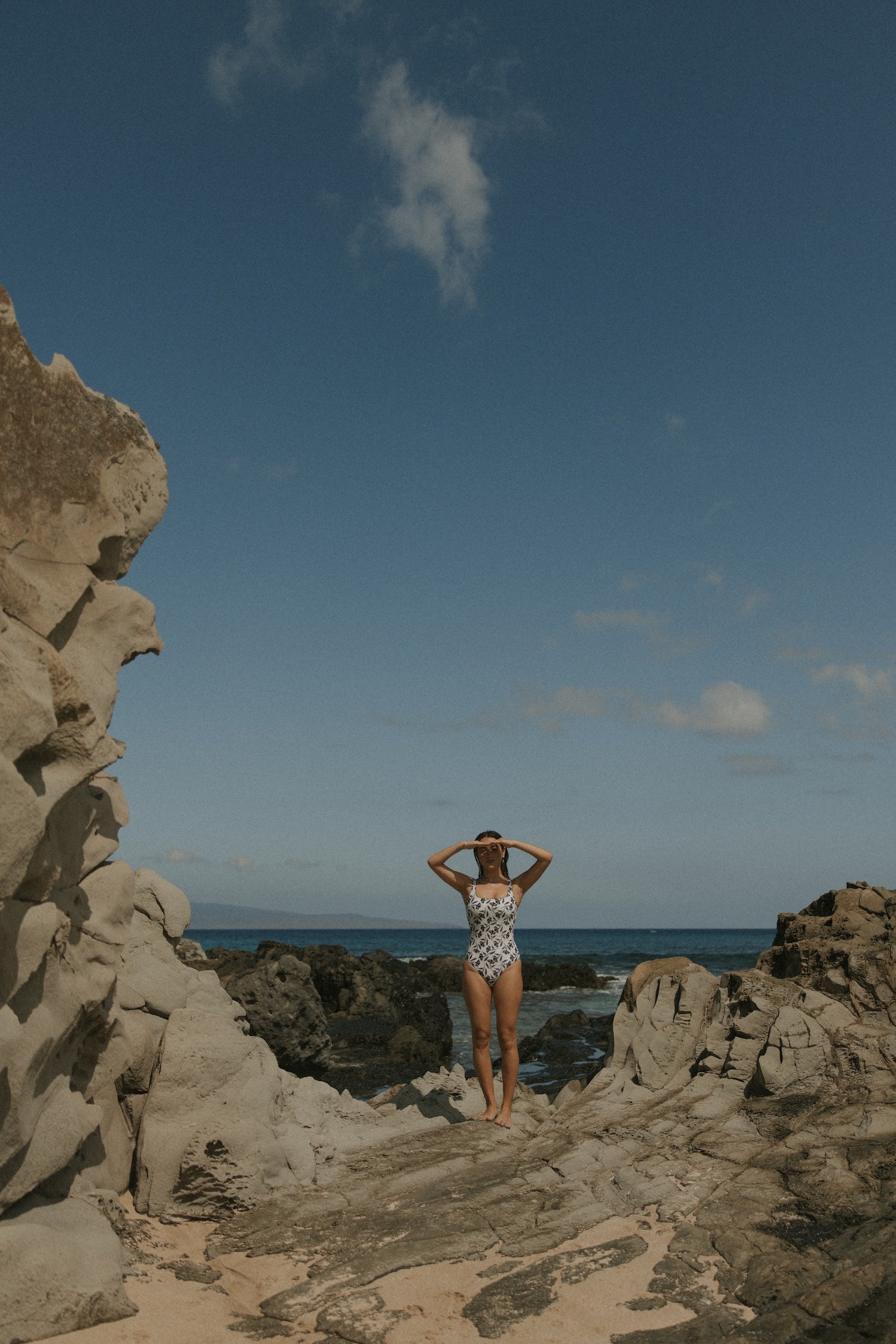 Aruba One Piece Swimsuit | Neutral Botanical Scoop Neck One Piece